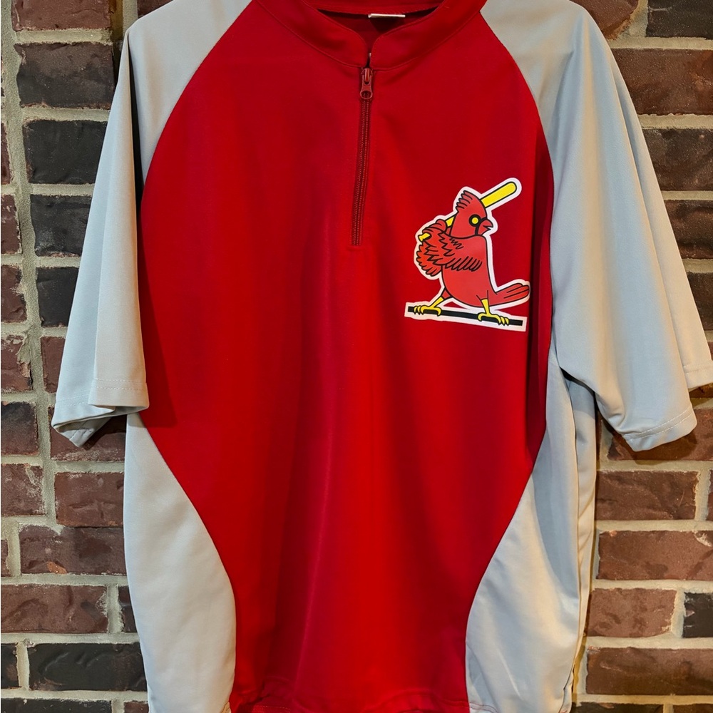 St Louis Cardinals MLB Half Zip Pullover Shirt XL Red Gray Baseball Fan Gear